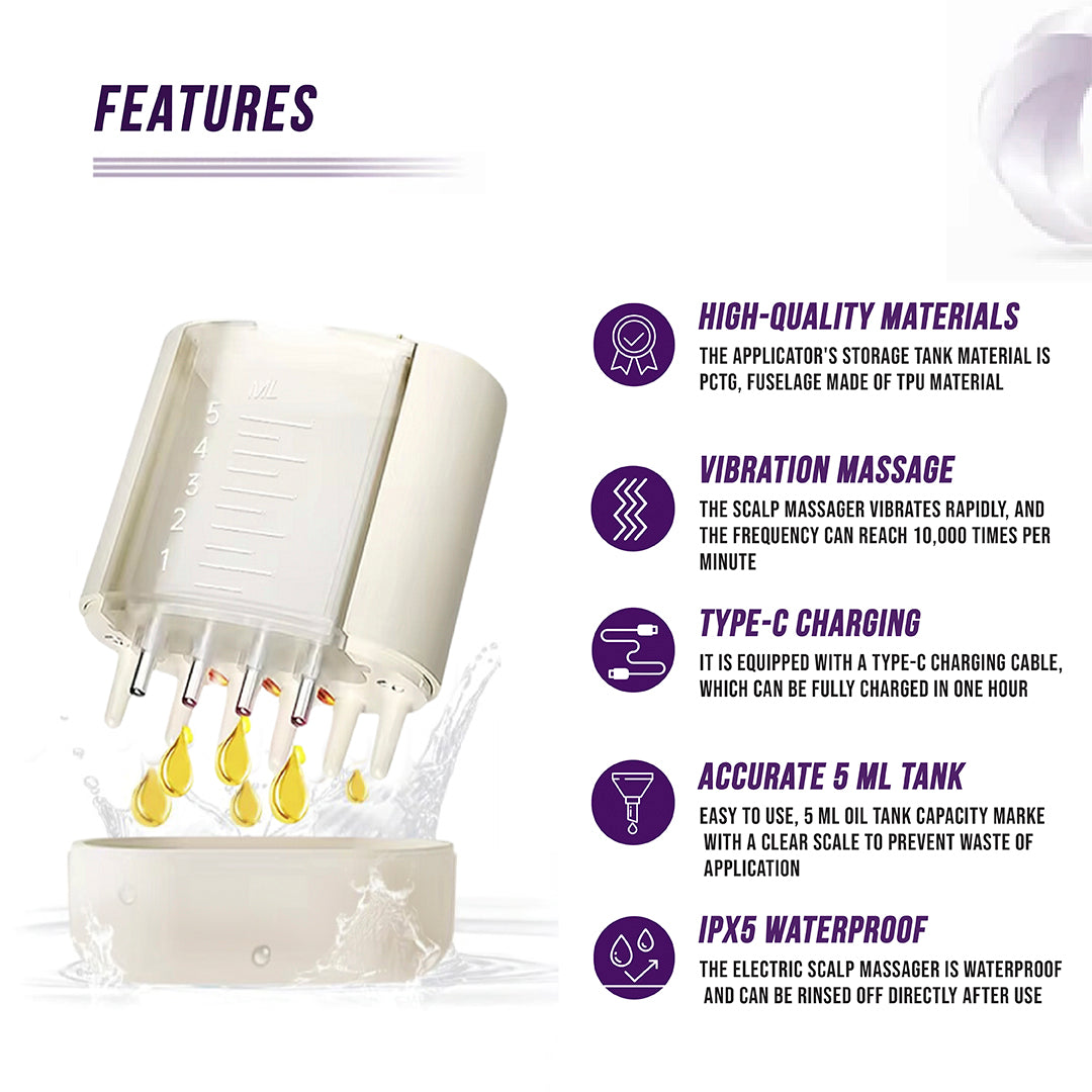 Electric 2 in 1 Oil Applicator and Vibration Scalp Massager